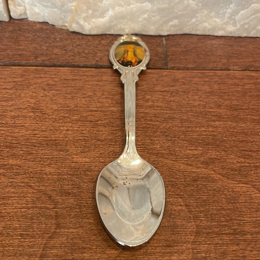 Elegant Silver and Gold Decorative Spoon Lady of Lourdes